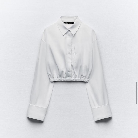 Zara Preowned Cropped Gabardine Shirt Size S White - Picture 4 of 9